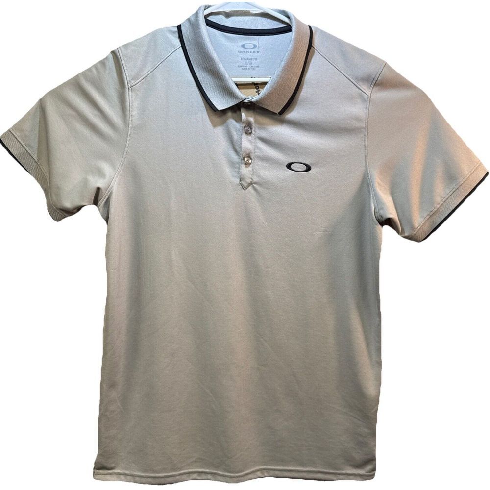 Oakley Polo Shirt Men's Large Light gray Regular Fit Hydrolix, Preppy, Fashion